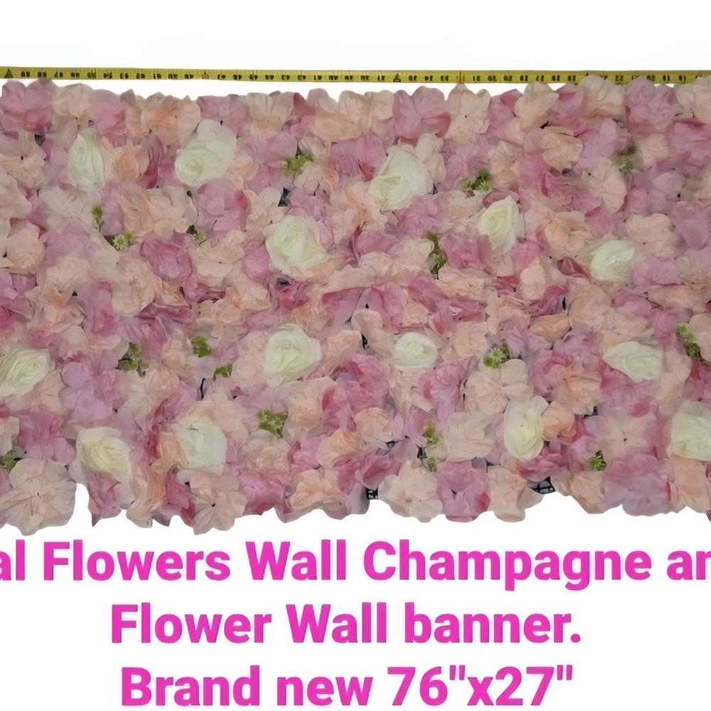 Romantic Pink and Champagne Floral Tapestry Wall Panel